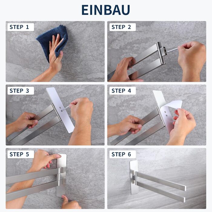 Підвісний тримач для рушників ZUNTO, 2 шт., поворотний 180°, з нержавіючої сталі 304, для ванної та кухні, сріблястий, 40.8 см