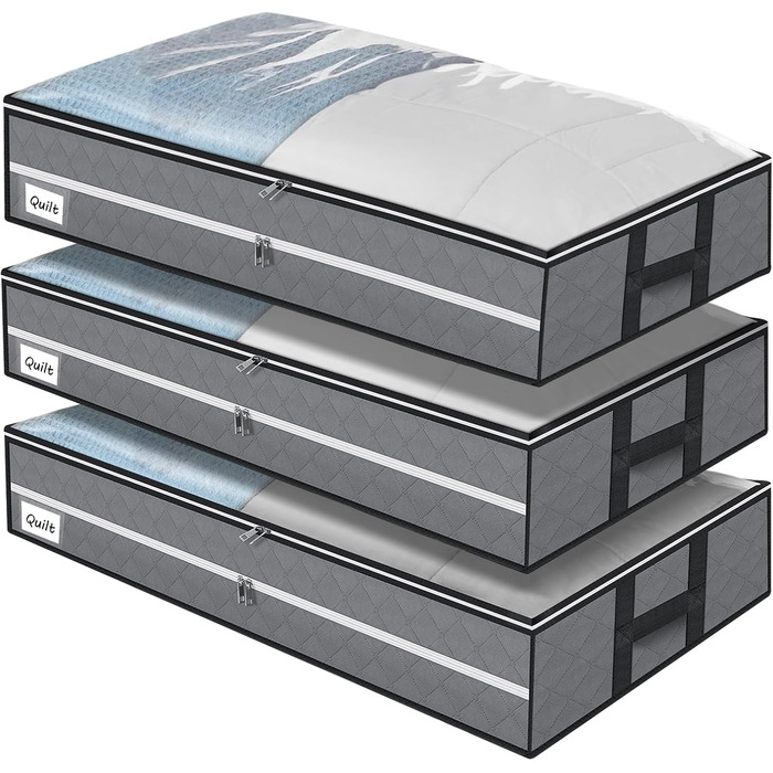 Органайзер для зберігання під ліжком GARPROVM 96L (3 шт.) - 104x50x18 см, для постільної білизни, ковдр, одягу