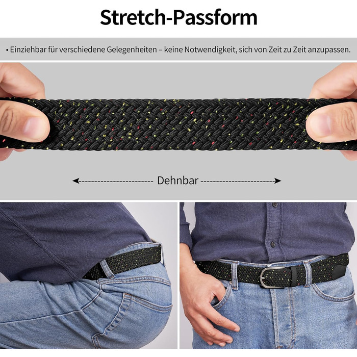 Жіночий/Чоловічий тканинний ремінь Tangchao з еластичною плетінням, 3.3 см, довжина 90-135 см (білий, зоряне небо, 130 см)