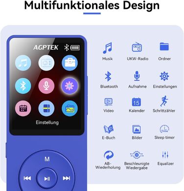 MP3 плеєр AGPTEK 32GB Bluetooth 5.3, 1.8