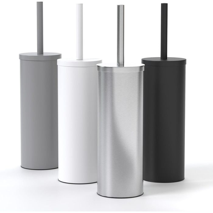 Торцева щітка для унітазу з нержавіючої сталі та силікону з дискретним тримачем. Антибактеріальна щітка для туалету з захистом від бризок (срібляста)