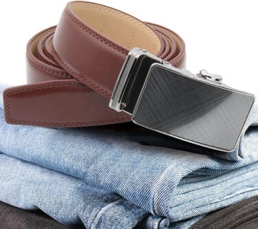 Чоловічий шкіряний ремінь на пряжці-защіпці, 35 мм, 130 см, для талії 28-44