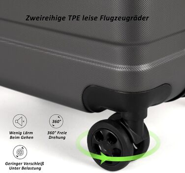 Набір валіз TANTOMI 3 шт., ABS, сірий (20/24/28 дюймів)