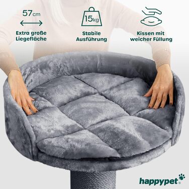HAPPYPET Преміум Дряпка для котів 'Купер' – 150 см, велика, для Мейн-кун, з сизалю, товсті стовпи (сірий)