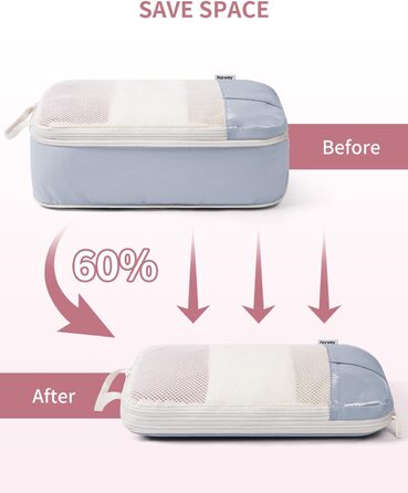 Набір органайзерів для валізи Narwey (6 шт.) - Кубики для пакування з компресією, Salbeigrün (бежевий)