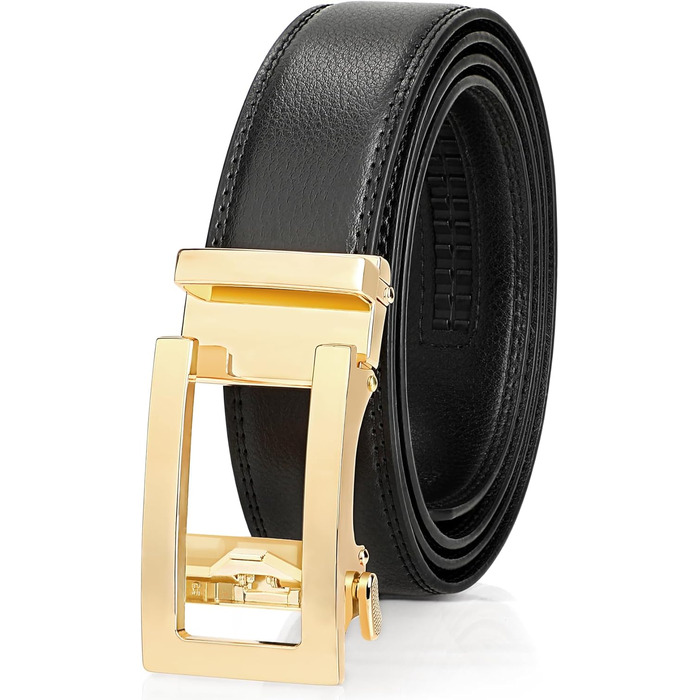 Чоловічий шкіряний ремінь JasGood з автоматичною пряжкою, регульований, без дірок, ширина 35 мм (06-чорний, 130 см, обхват талії 101-115 см)