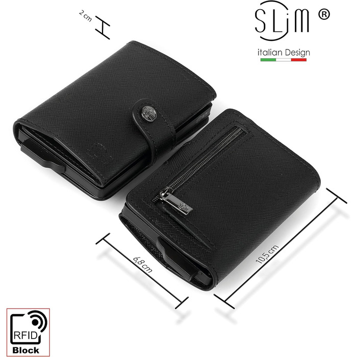 SLim Geldbörse: Елегантний жіночий/чоловічий портмоне з RFID захистом, шкіра Saffiano, Made in Italy