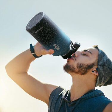 Термофляга Coolflask 2Л зі сталі нержавіюючої з трубою та 3 кришками, вакуумна пляшка для води для спорту та подорожей, Starry Indigo Black