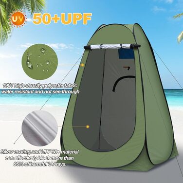 Намет-роздягальня CLIPOP для душу та відпочинку на природі, 120x120x190 см, зелений
