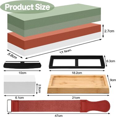 Набір для заточування ножів Messer Schärfen Schleifstein: професійний точило з гранями 400, 1000, 3000, 8000, шкіра, бамбукова основа, кутник