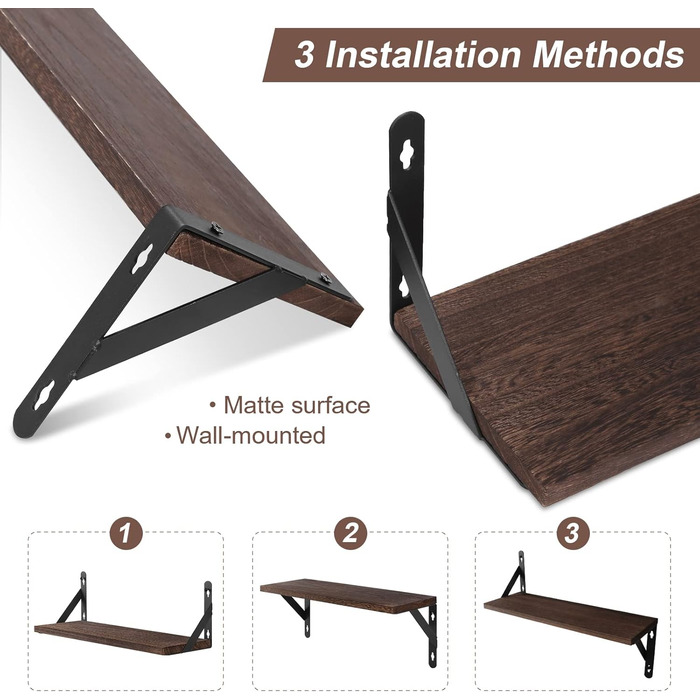 Настінна полиця з дерева, 2 шт. в наборі, рустикальний стиль, з кріпленням для рушників, світло-коричневий колір, для спальні, вітальні, ванної кімнати, кухні, офісу