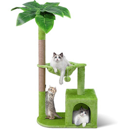 Zonema Kratzbaum-Kratzstamm Scratching Post with 80 cm Scratching Column for Small and Large Cats, Sisal Rope Cat Scratching Post with 1 Interactive Ball, Scratching Pole Cat Furniture, For Indoor Activity, Play (Cat Tree 110 cm tall, Green)