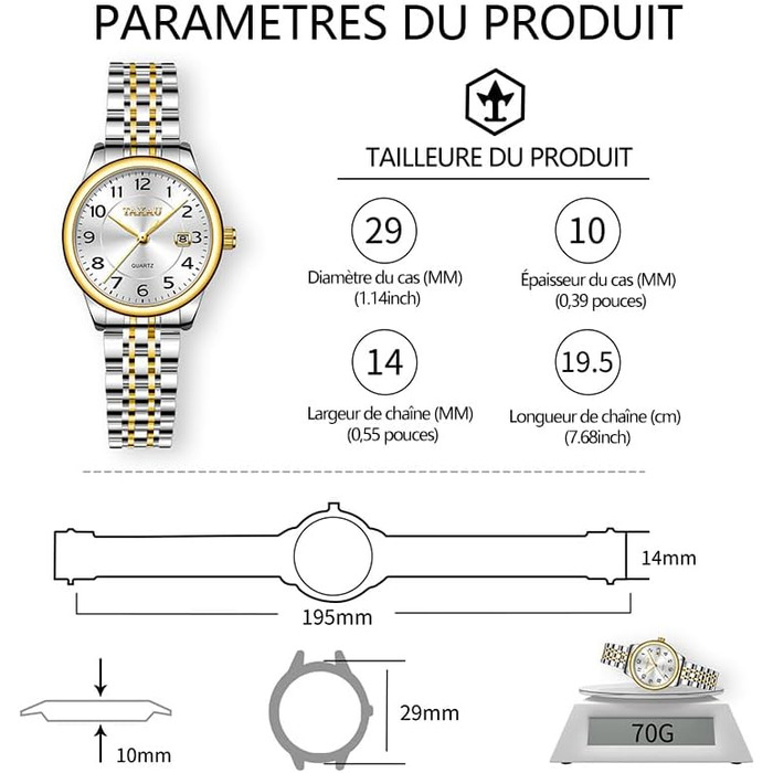 Жіночий годинник з арабськими цифрами, маленьке циферблат, Easy Read, дата, водостійкий, з нержавіючої сталі, Reloj para Mujer, 8863g