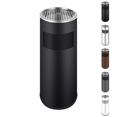WELLGRO Standaschenbecher з нержавіючої сталі 2в1 для вулиці: попільничка та сміттєвий бак. Стійкий до погодних умов, великий попільничний бак для тераси, входу та комерційних приміщень (чорний)