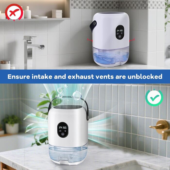 BuzzoXerex Зволожувач повітря 1000 мл, компактний, портативний, з дисплеєм температури та вологості, нічний режим, 7 кольорових підсвіток