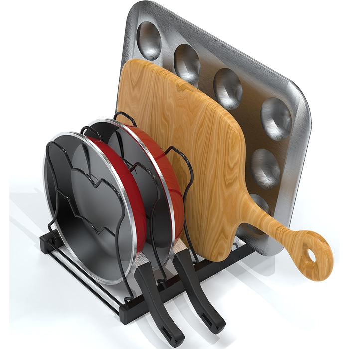 Організатор для каструль SimpleHouseware з 5 відділеннями, регульована висота, чорний