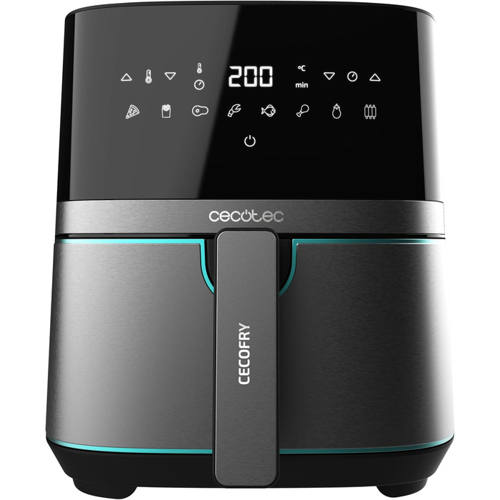 Фритюрниця без олії Cecotec Cecofry Full InoxBlack Pro 5500, 5.5 л, 1700 Вт, 8 режимів, PerfectCook, сталь