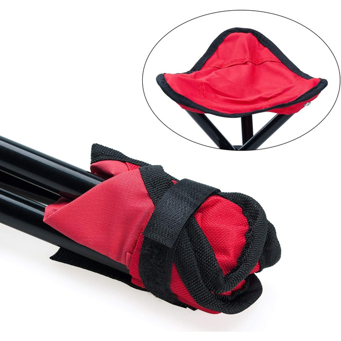 Зручний складаний стільчик-стійка для відпочинку на природі (червоний). Ідеально для пікніків, кемпінгу, риболовлі, туризму та відпочинку в саду. Легкий, портативний, 3-ногий, з тканини для вітрил.