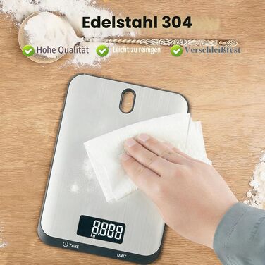 Цифрова кухонна вага QL з настінним кріпленням, stainless steel, до 10 кг, точність 1г, LCD-дисплей, функція тари, чорна