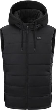 Чоловіча електрична жилетка з капюшоном, 15 зон нагріву, USB, чорна, 4XL