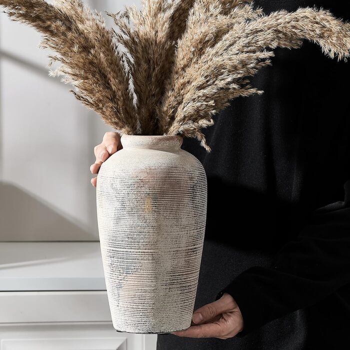 Велика керамічна ваза ручної роботи, 28 см, мінімалістична ваза в стилі ф armhouse для декору дому, вітальні, полиці, входу, весілля, декору столу, сірого кольору