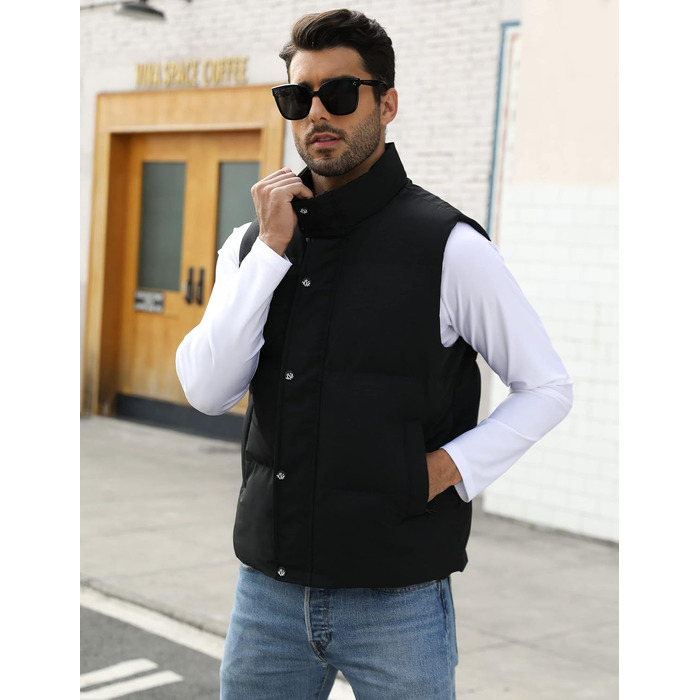 Чоловічий жилет Flygo з пухозаповнювачем, теплий, без рукавів, чорний (XL)