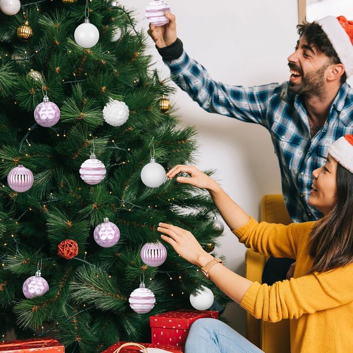 Шардечки для ялинки пластикові 6 см, набір 12 шт. (рожево-ліловий)