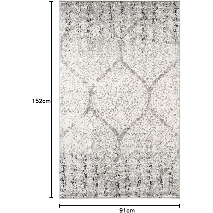 Килим SAFAVIEH Distressed для вітальні, їдальні, спальні - колекція Madison, короткий ворс, 155 x 229 см (сірий та слонова кістка, прямокутний)