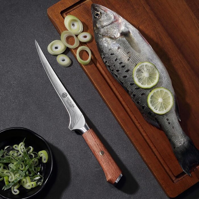 Японський кухонний ніж YOTSUBA 22 см - професійний шеф-ніж з високоякісної нержавіючої сталі з ергономічною ручкою, 18 см ніж для філетування