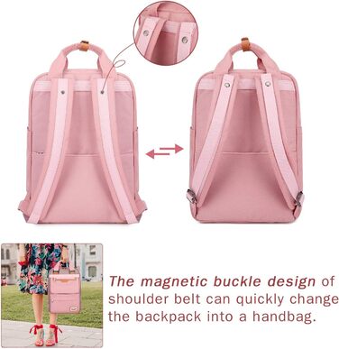 Рюкзак Myhozee для жінок та чоловіків: водонепроникний, з відділенням для ноутбука 15.6 дюймів, антикрадійний, для навчання, подорожей, роботи (Рожевий)