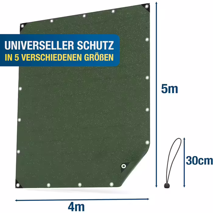 Professional Tarp 240 g/m² [3x4m] - Robust woven tarp with eyelets - Waterproof and UV-resistant tarp - Outdoor tarp - Weather-resistant all-purpose tarp including 6 tarp straps (4 x 5 m)