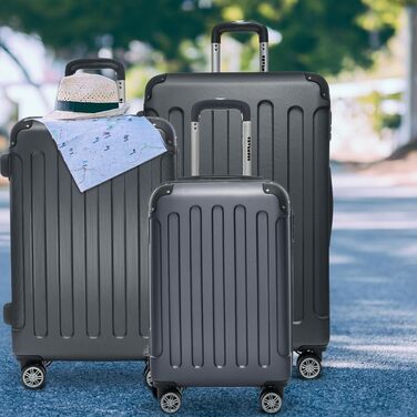 Валіза ручної поклажі TRVLMORE 54x36x20 см - жорсткий корпус, з колесами, сірий (колекція 3 шт.)
