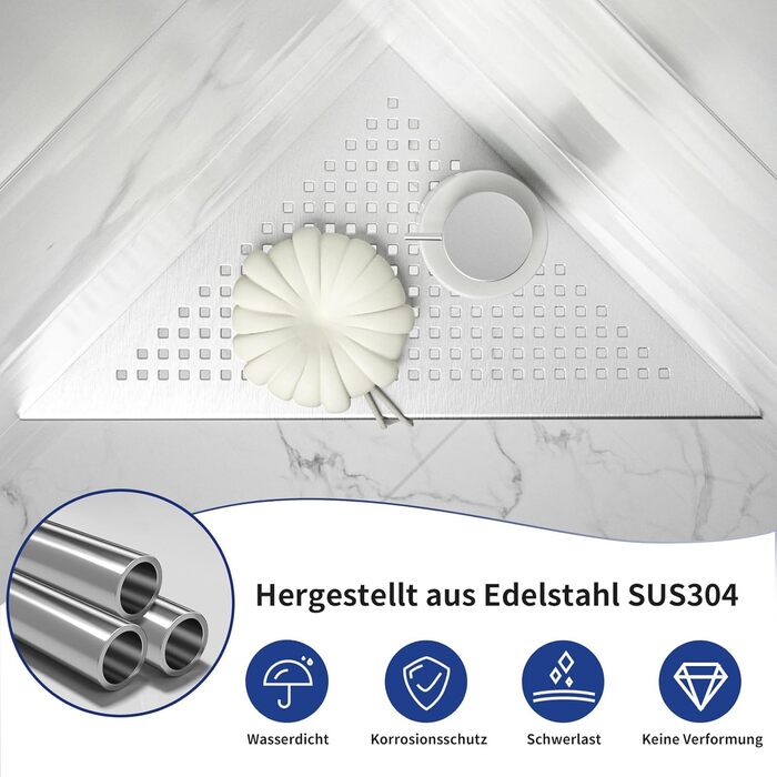 Поличка для душу Eck з нержавіючої сталі 304, органайзер для ванної кімнати з сітчастою конструкцією, вбудована поличка для ремонту ванної кімнати (шліфована, 254 мм - 2 шт.) (305 мм - 2, срібна)