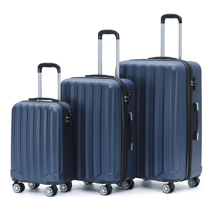 Набір валіз Beibye TSA 2080 з подвійними колесами (3 шт.) - темно-синій