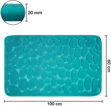 Memory Foam Bathroom Rug - Non-Slip Washable & Quick-Dry Bath Mat - 60 x 100 cm Petrol