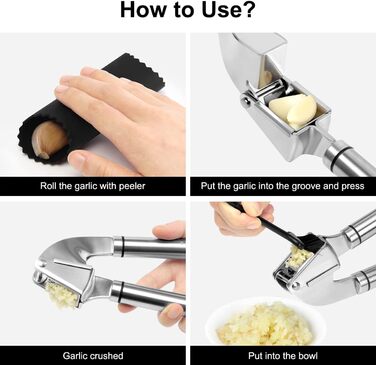 Преміум-нічна для часнику та імбиру Philorn з очищувачем та щіткою - нержавіюча сталь, професійний кухонний помічник