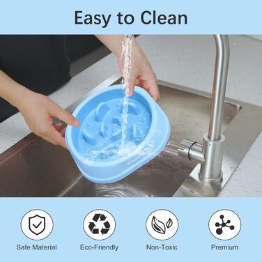 Набори мисок для собак MateeyLife (2 шт.) – повільний годівник, антислизькі, для середніх та великих собак (світло-блакитний & темно-блакитний, маленькі)