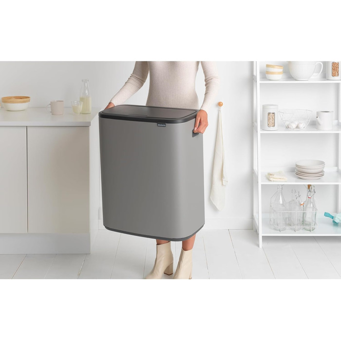 Відро для сміття Brabantia біле, 60 літрів, з внутрішнім відром (сірий мінеральний бетон)