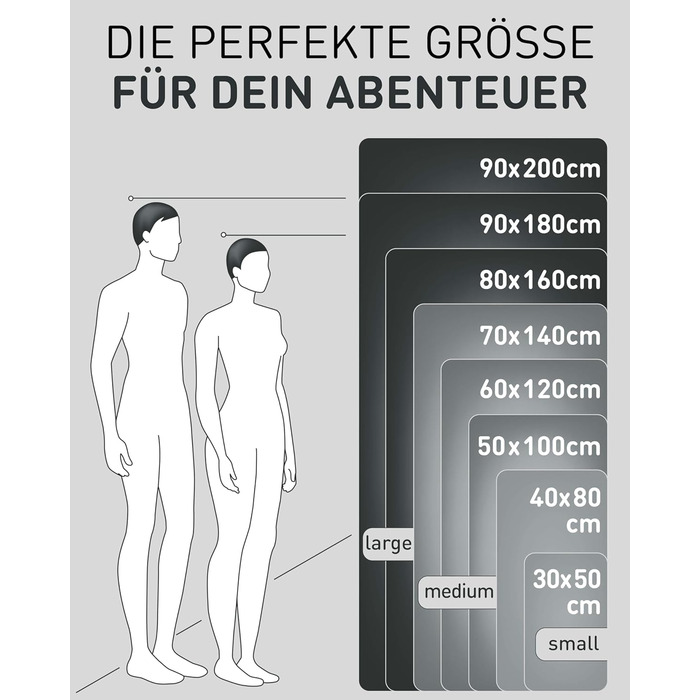 Рушник з мікрофібри Fit-Flip - компактний та легкий - швидковисихаючий рушник з мікрофібри - для подорожей, спорту, пляжу, басейну - великий рушник 50x30cm та 120x60cm - 1 шт. (Чорний Онікс)