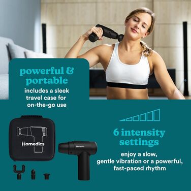 Масажер Homedics NOVO Mini - компактний електричний масажер для рук з 4 насадками та 6 рівнями інтенсивності, чорний