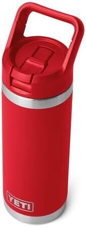 YETI Rambler C Straw Bottle, Stainless Steel Vacuum Insulated Bottle with Straw Cap, 18 oz (532 ml) (Rescue Red)