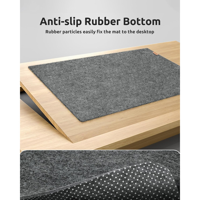 Підкладка на стіл YSAGi з фетру 90x40 см, антиковзка, для миші та клавіатури, офіс/домашній офіс, темно-сіра