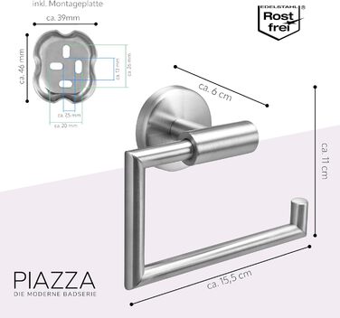 Тримач для туалетного паперу Bremermann Piazza з функцією Soft-Close, нержавіюча сталь, матовий