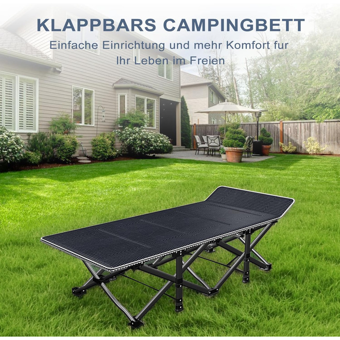 Кемпінгове ліжко Peirhw: складане, широке, з матрацом, до 200 кг, легке та портативне для подорожей