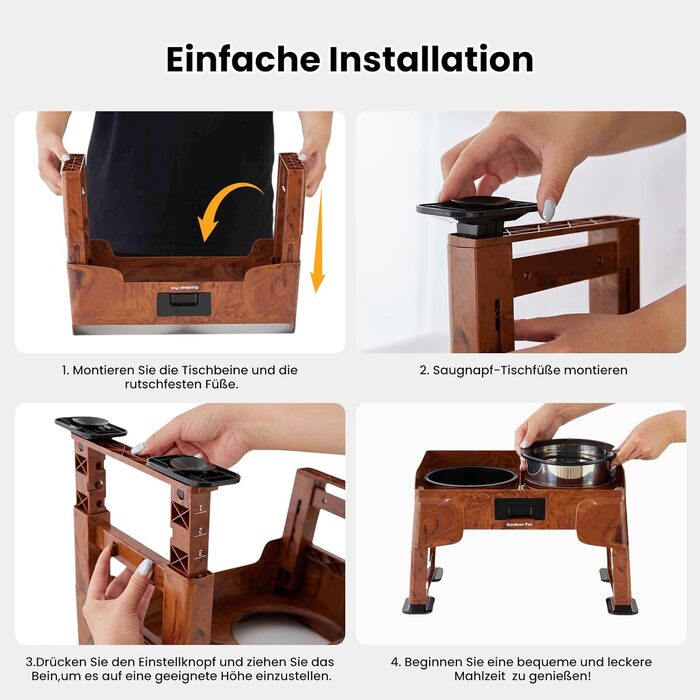 Підвищена годівниця для собак Gardner 2-в-1: миска для води без розливу та миска для повільного годування з регульованою висотою, 5 рівнів, протиковзна, для середніх та великих собак