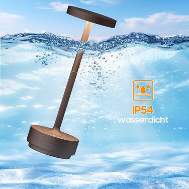 Настільна лампа бездротова LED для вулиці та дому IP54, акумулятор 5000mAh, димується, 3 кольори світла, зарядка від USB (Іржавий)