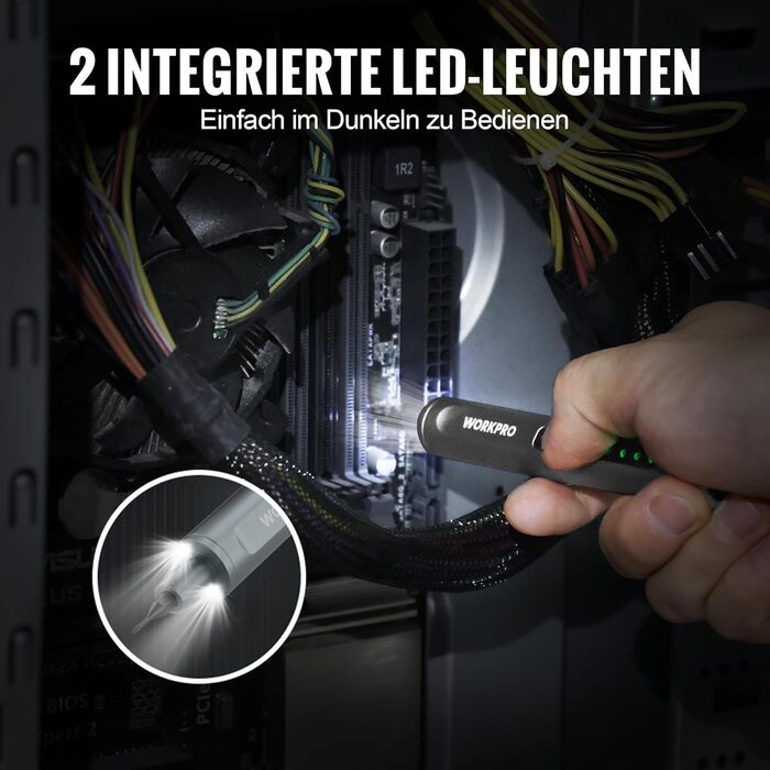 WORKPRO Набір викруток 42-в-1 електричний, для точних ремонтів телефонів, годинників, камер, з 36 бітами S2, магнітною коробкою, зарядкою Type-C