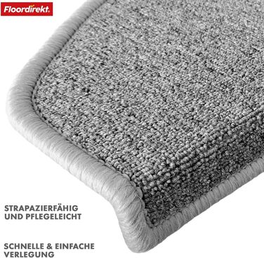London Pro Stair Treads - 15 Piece Set - Non-Slip Carpet Stair Treads - 25x65 cm (Grey)
