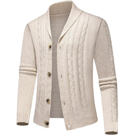 Чоловіча в'язана жилетка з коміром-шарфом, в'язаний пуловер, однорядна жилетка для осені та зими, бежевого кольору