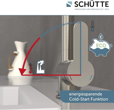 Кухонний змішувач SCHÜTTE LONDON з висувною лійкою, поворотний на 360°, з однорідним змішувачем, нержавіюча сталь, 29,8 см, високий тиск